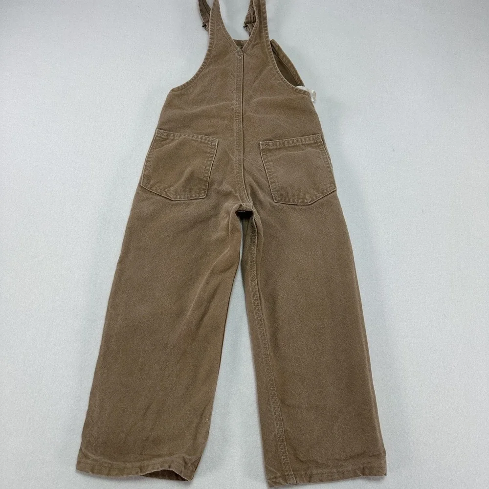 Carhartt Overalls Youth 4 Brown Canvas Bib Double Knee Workwear Play Pants Chore